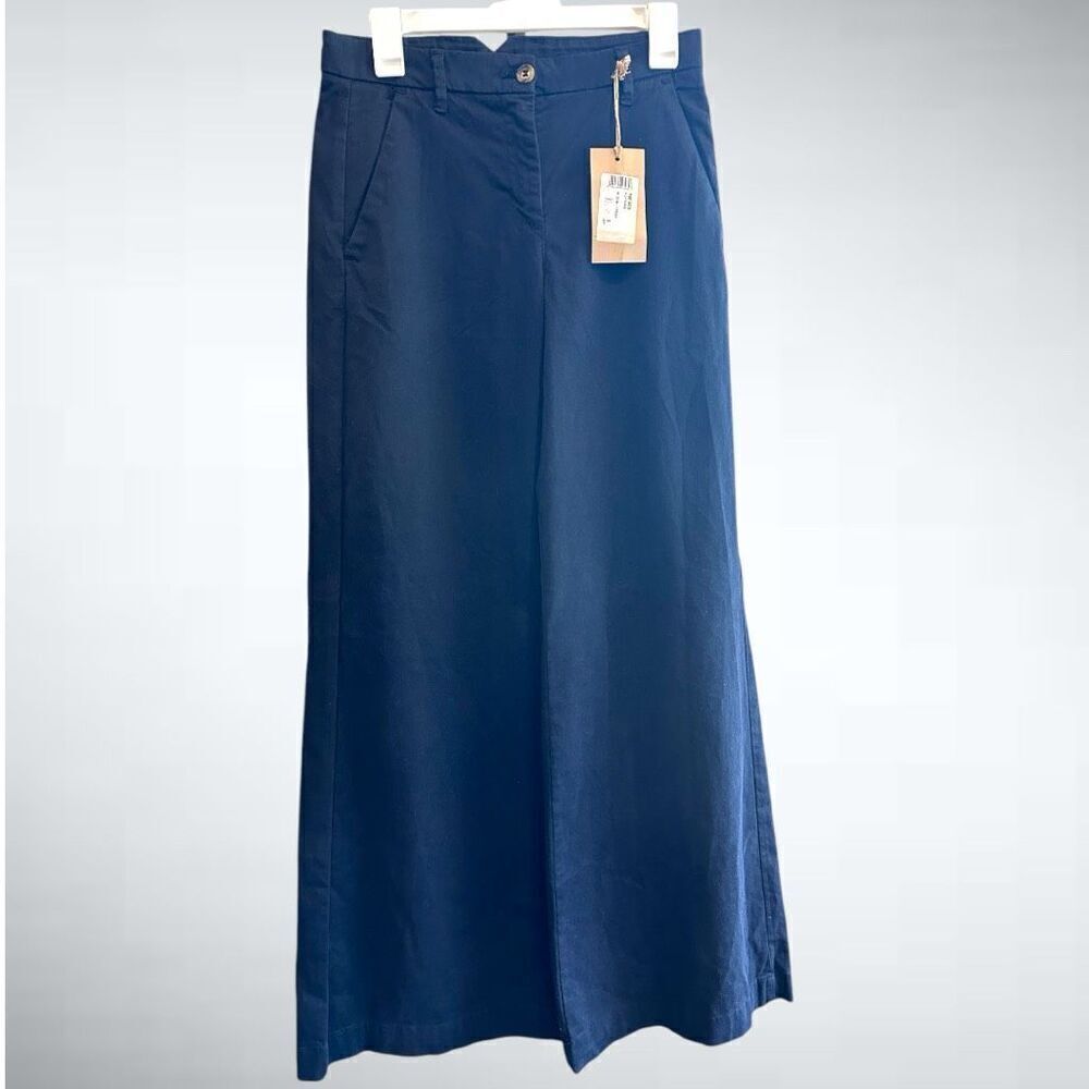 Made in Italy Dixie Denim Collection Extra Wide Leg Cotton Trousers Pants in Nig